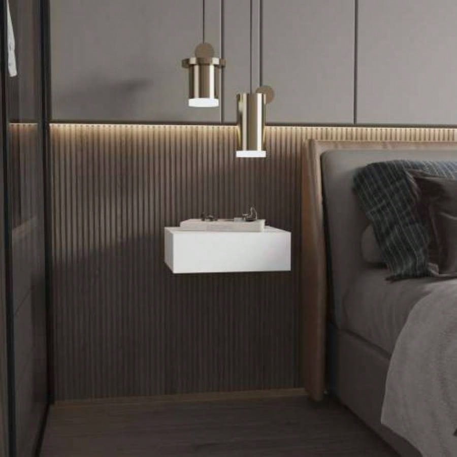 White Wall - Mounted Floating Nightstand
