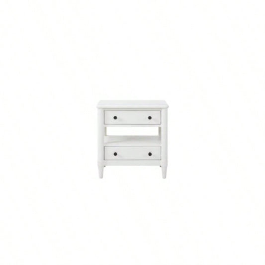 Open Nightstand White With 2 Drawers