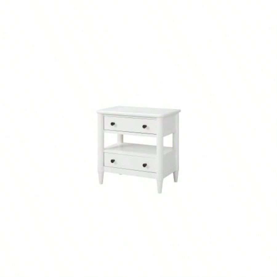 Open Nightstand White With 2 Drawers