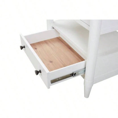 Open Nightstand White With 2 Drawers