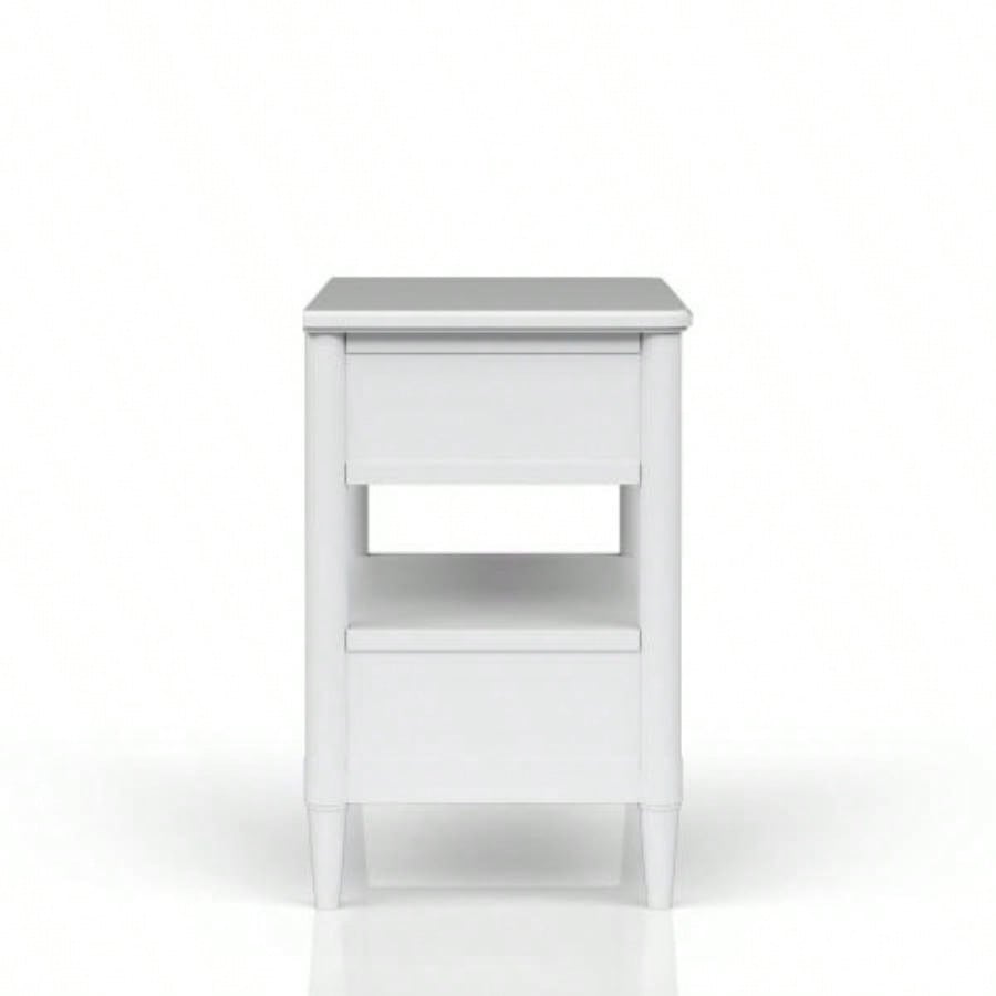 Open Nightstand White With 2 Drawers