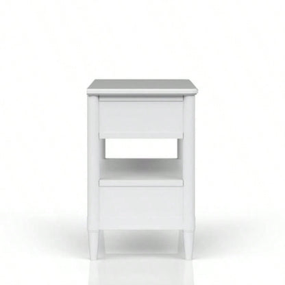 Open Nightstand White With 2 Drawers