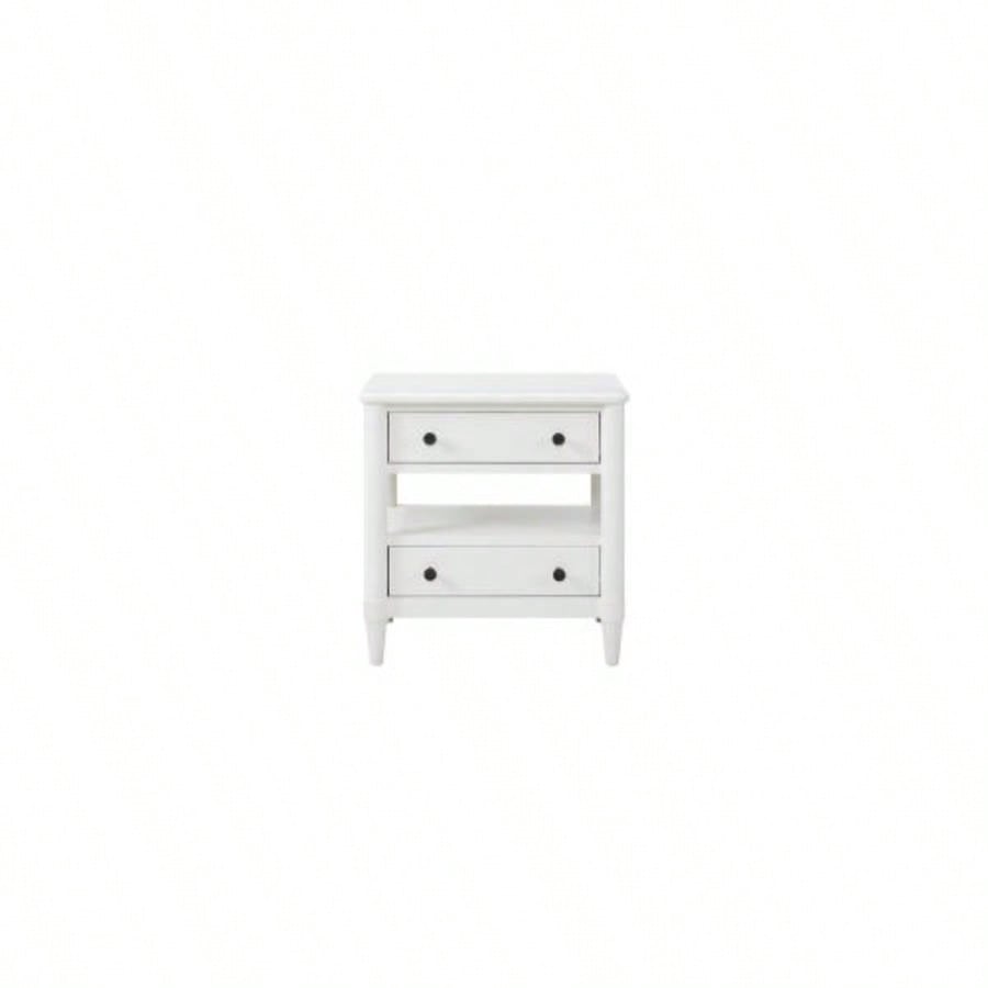 Open Nightstand White With 2 Drawers