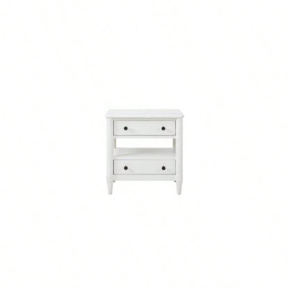 Open Nightstand White With 2 Drawers
