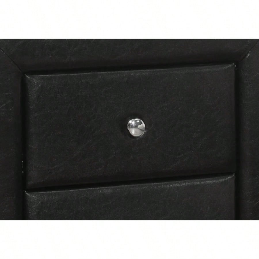 Nightstand, Nightstand, End, Side, Lamp, Storage Drawer, Bedroom, Upholstered, Black Leather Look, Transitional