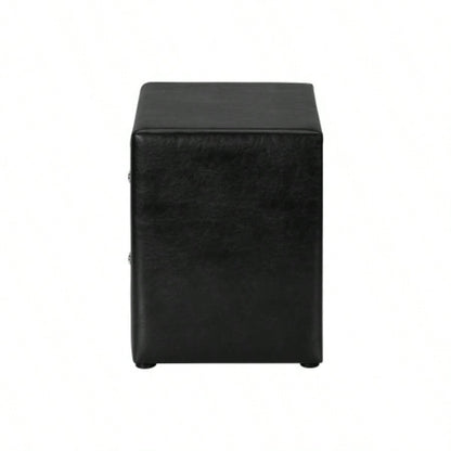 Nightstand, Nightstand, End, Side, Lamp, Storage Drawer, Bedroom, Upholstered, Black Leather Look, Transitional