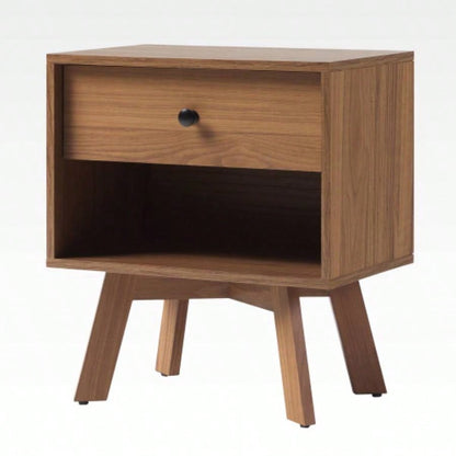 Mid - Modern Minimalist 1 - Drawer Nightstand - Mocha
