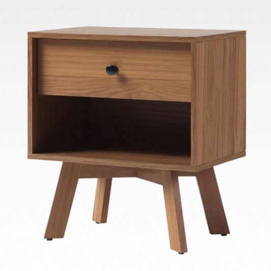 Mid - Modern Minimalist 1 - Drawer Nightstand - Mocha