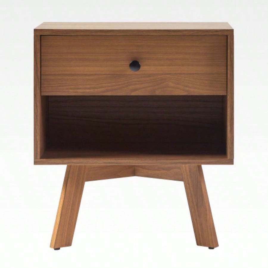 Mid - Modern Minimalist 1 - Drawer Nightstand - Mocha