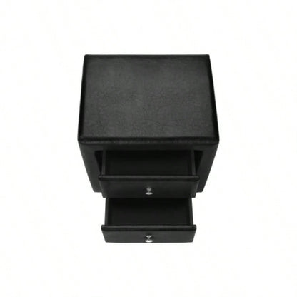Nightstand, Nightstand, End, Side, Lamp, Storage Drawer, Bedroom, Upholstered, Black Leather Look, Transitional