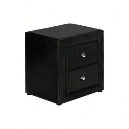 Nightstand, Nightstand, End, Side, Lamp, Storage Drawer, Bedroom, Upholstered, Black Leather Look, Transitional