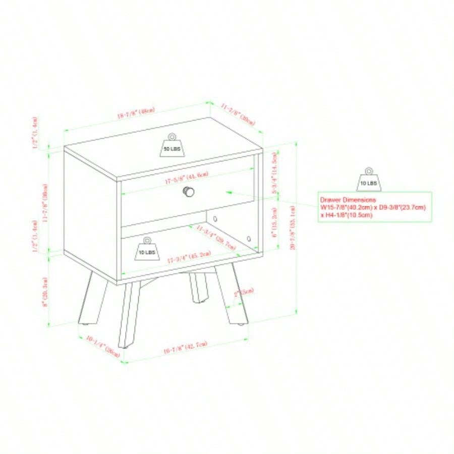 Mid - Modern Minimalist 1 - Drawer Nightstand - Mocha