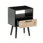 15.75 Rattan End table with drawer and solid wood, Modern nightstand, side table living room, bedroom, natural