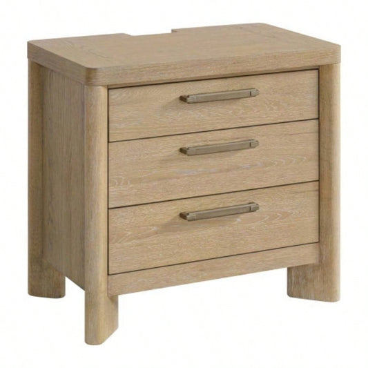 Tan 3 - Drawer Nightstand