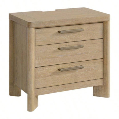 Tan 3 - Drawer Nightstand