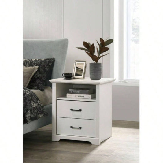 Elara 22 White 2 - Drawer Nightstand Bedside Table with USB charging Ports