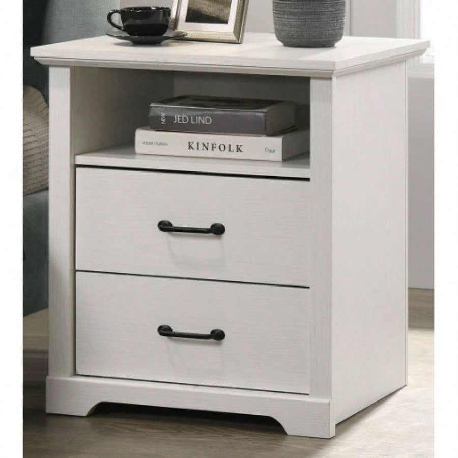 Elara 22 White 2 - Drawer Nightstand Bedside Table with USB charging Ports