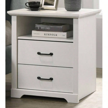 Elara 22 White 2 - Drawer Nightstand Bedside Table with USB charging Ports