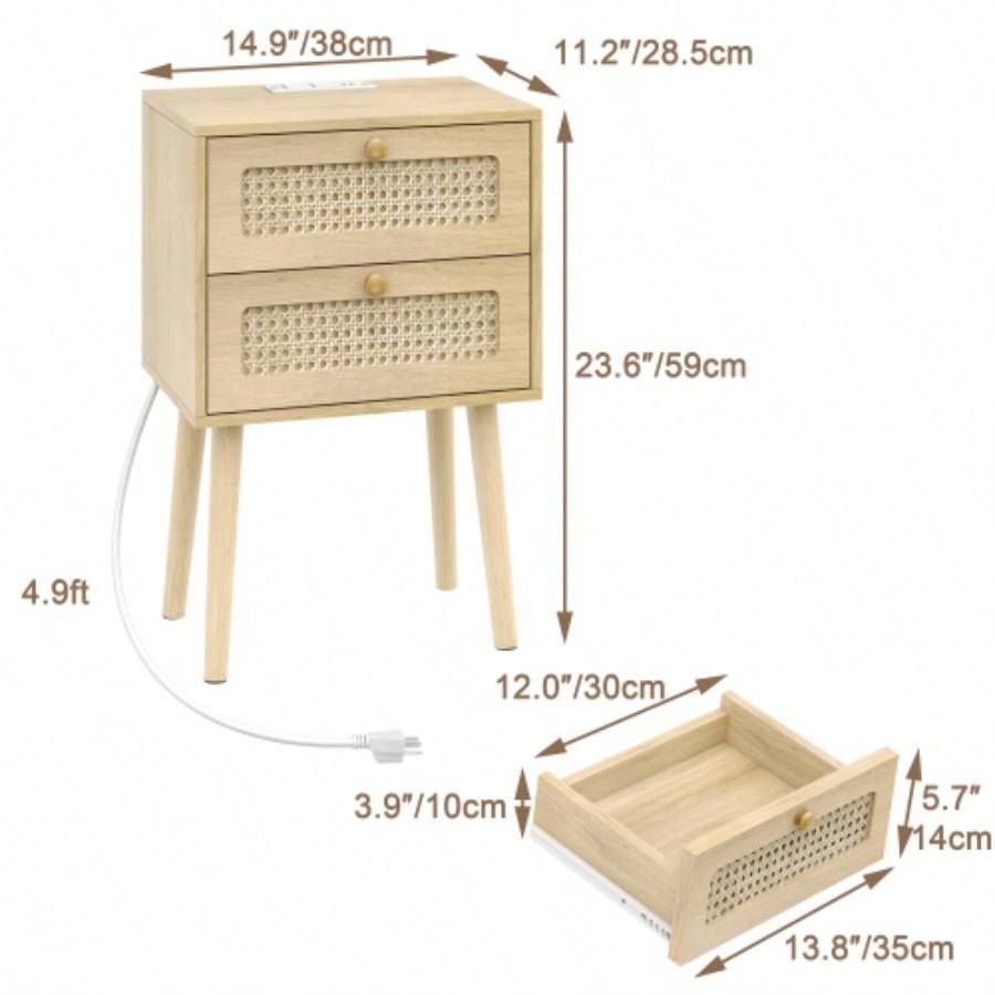 15 Rattan 2 - Drawer Nightstand