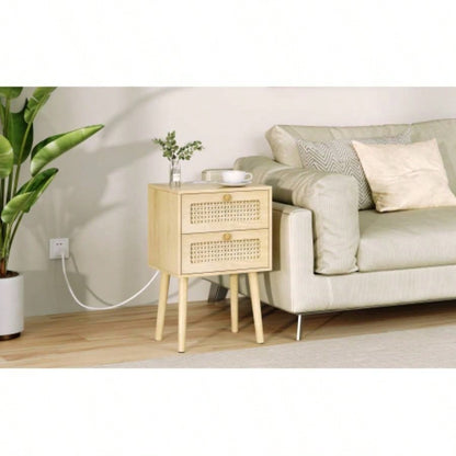 15 Rattan 2 - Drawer Nightstand