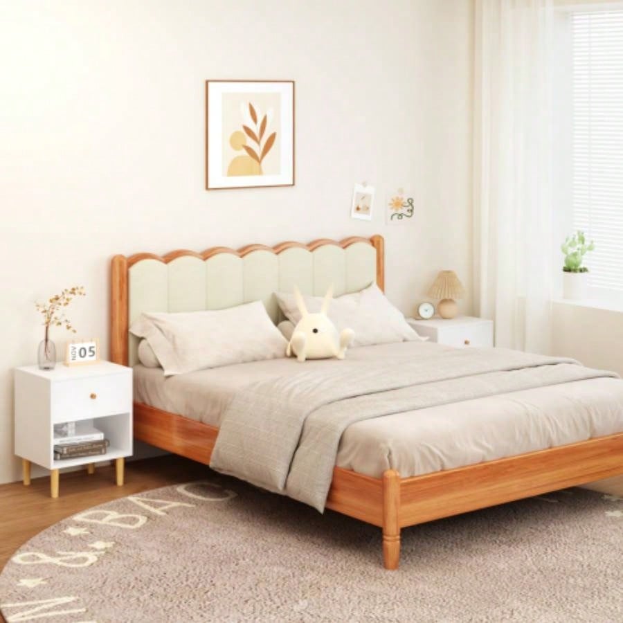 23.22H Wooden Nightstand with One Drawer One Shelf Kids, Adults, White