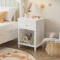 26.77H Wooden Nightstand with One Drawer One Shelf Kids, Adults, White+Golden handle