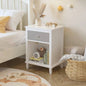 26.77H Wooden Nightstand with One Drawer One Shelf Kids, Adults, White+Golden handle