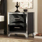 Elegant High Gloss Nightstand with Metal Handle, Mirrored Bedside Table with 2 Drawers Bedroom, Living Room, Black