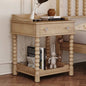 Retro Style Nightstand with Drawer and Open Shelf Bedroom, Bedside Table with Turned and Metal Handle, Walnut