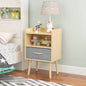 Nightstand With Collapsible Fabric Drawer, 2 - Tier Storage End Table, Wood Side Table with Storage Cabinet or Kids, Adults - Oak