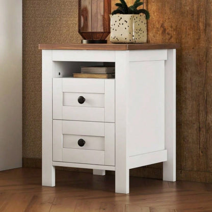 2 - Drawer Farmhouse Wooden Nightstand with Well - proportioned Design and Sleek Lines, Wood Side Table with Storage Cabinet Bedroom, Antique Gray