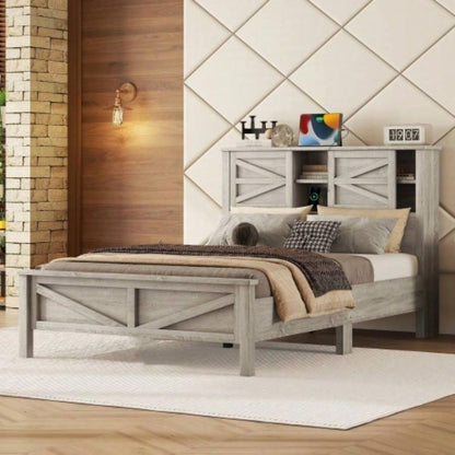 2 - Drawer Farmhouse Wooden Nightstand with Well - proportioned Design and Sleek Lines, Wood Side Table with Storage Cabinet Bedroom, Antique Gray