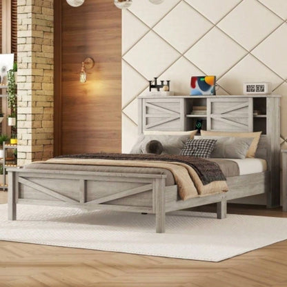 2 - Drawer Farmhouse Wooden Nightstand with Well - proportioned Design and Sleek Lines, Wood Side Table with Storage Cabinet Bedroom, Antique Gray