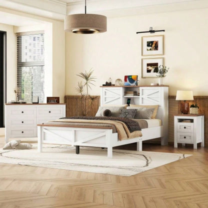 2 - Drawer Farmhouse Wooden Nightstand with Well - proportioned Design and Sleek Lines, Wood Side Table with Storage Cabinet Bedroom, Antique Gray