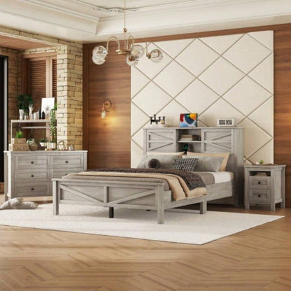 2 - Drawer Farmhouse Wooden Nightstand with Well - proportioned Design and Sleek Lines, Wood Side Table with Storage Cabinet Bedroom, Antique Gray