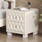 Elegant Velvet Nightstand with 2 Drawers and Handle, Storage Bedside Table with Button - Tufted,