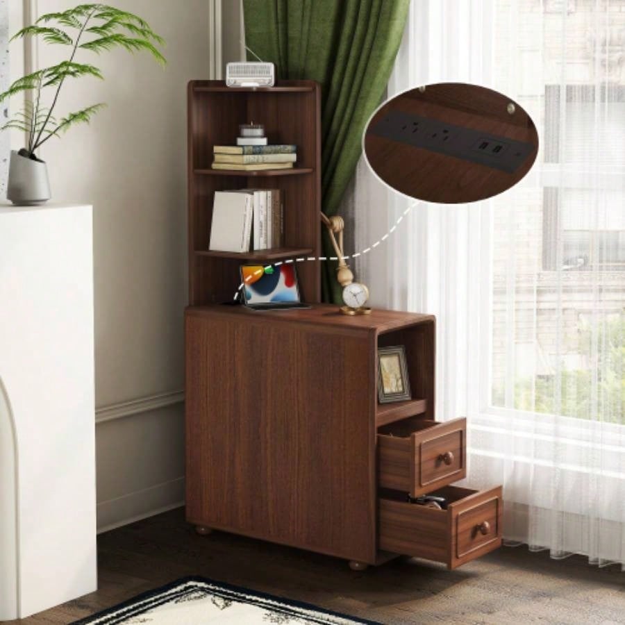 End Table with Drawers, Corner Table with Open Shelves, Tall Side Table Bedroom and CornerExpect Arrival Date 2025/4/16