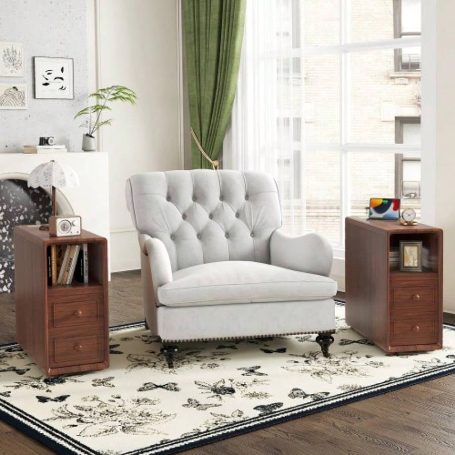 End Table with Drawers, Corner Table with Open Shelves, Tall Side Table Bedroom and CornerExpect Arrival Date 2025/4/16