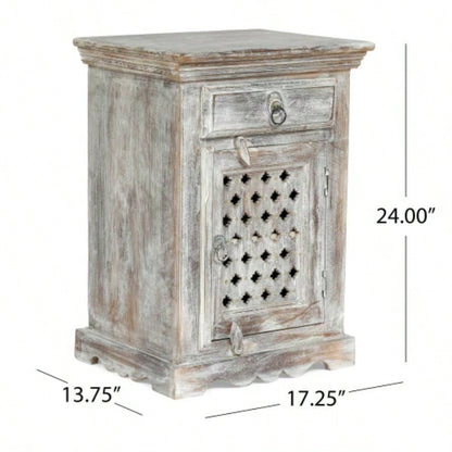 WOODEN NIGHTSTAND WITH 1 DRAWER 1 DOOR