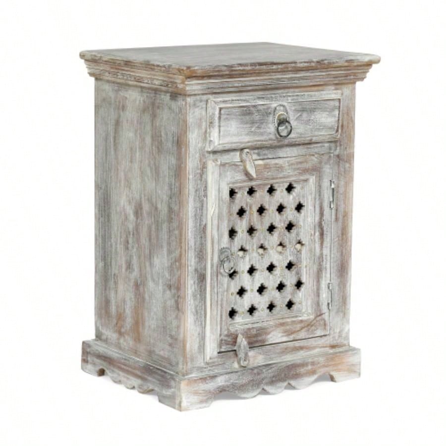 WOODEN NIGHTSTAND WITH 1 DRAWER 1 DOOR
