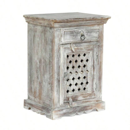 WOODEN NIGHTSTAND WITH 1 DRAWER 1 DOOR
