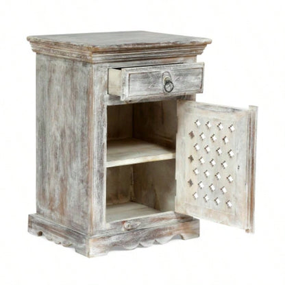 WOODEN NIGHTSTAND WITH 1 DRAWER 1 DOOR