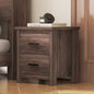 Vintage Two Drawer Nightstand, Simple and Generous Storage Space, Dark Walnut