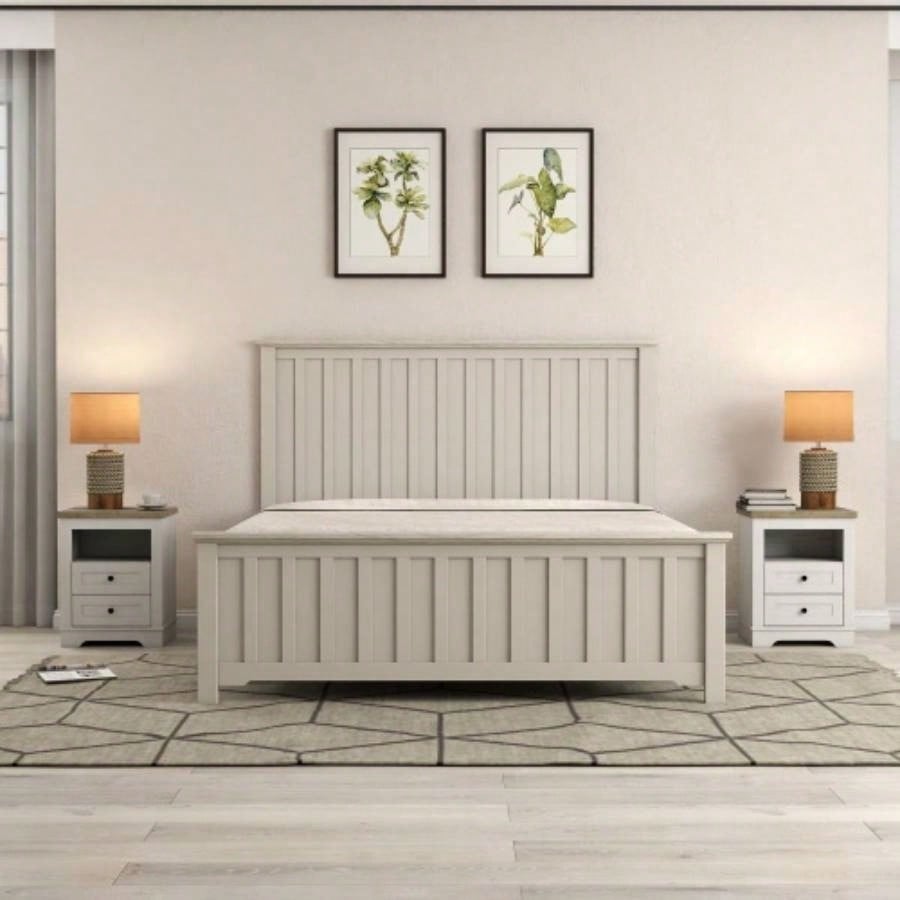Farmhouse Nightstand, End Table, Side Table with 2 Drawers Storage Cabinet Bedroom, Living Room, Farmhouse Design, Wood Rustic, Antique White
