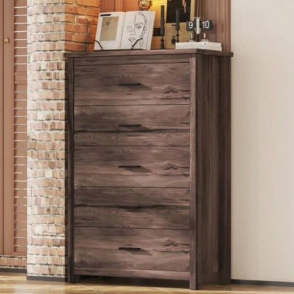 Vintage Two Drawer Nightstand, Simple and Generous Storage Space, Dark Walnut