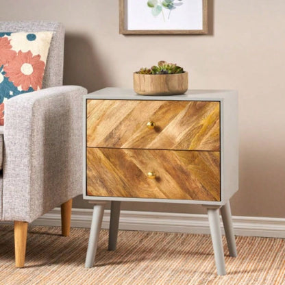 WOODEN/ MDF FITTED 2 DRAWER CABINET - KD