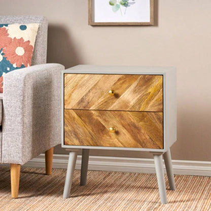 WOODEN/ MDF FITTED 2 DRAWER CABINET - KD