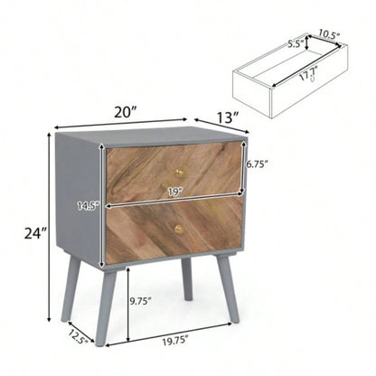 WOODEN/ MDF FITTED 2 DRAWER CABINET - KD