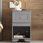 Elegant Design Nightstand with Drawer and Open Shelf Bedroom, Retro Style Bedside Table with Classic Design and Metal Handle, Gray