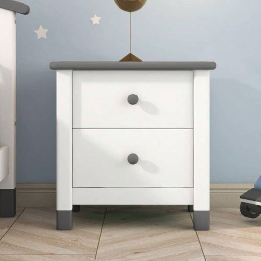 Wooden Nightstand with Two Drawers Kids, End Table Bedroom, White+GrayOld SKU: WF297965AAK